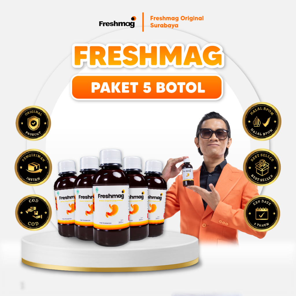 Paket Freshmag 5 Botol - Madu Freshmag Fresh Mag Maag Presmag Solusi Atasi Asam Lambung Gerd Maag Kr