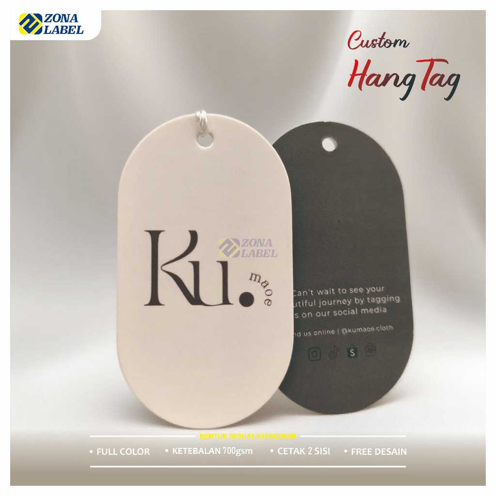 ( FREE DESAIN )Hang Tag Baju / Label Harga hijab / Hang Tag Tebal / Hangtag Baju Kaos Distro