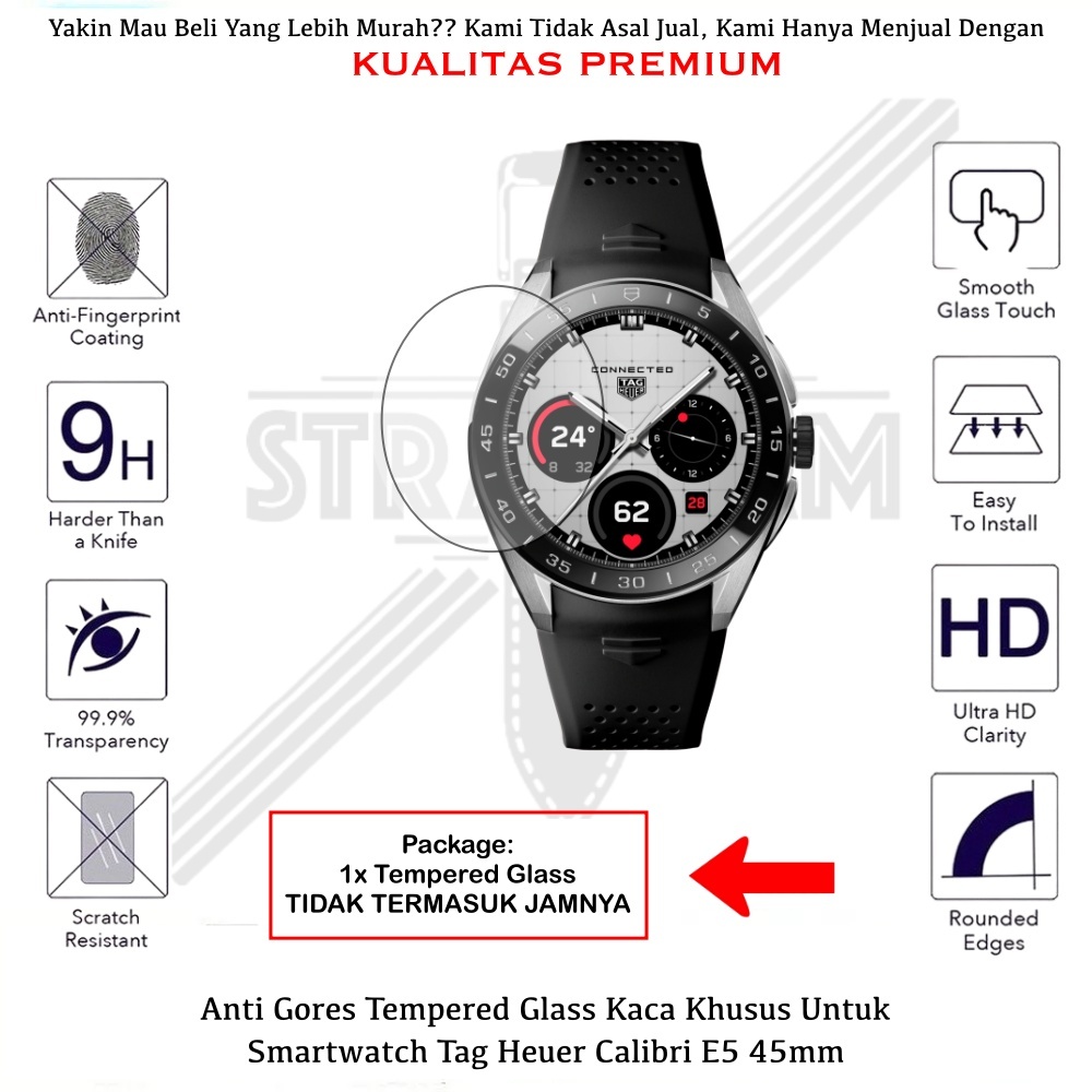 Anti Gores Smartwatch Tag Heuer Calibri E5 45mm - Tempered Glass Kaca Pelindung Layar