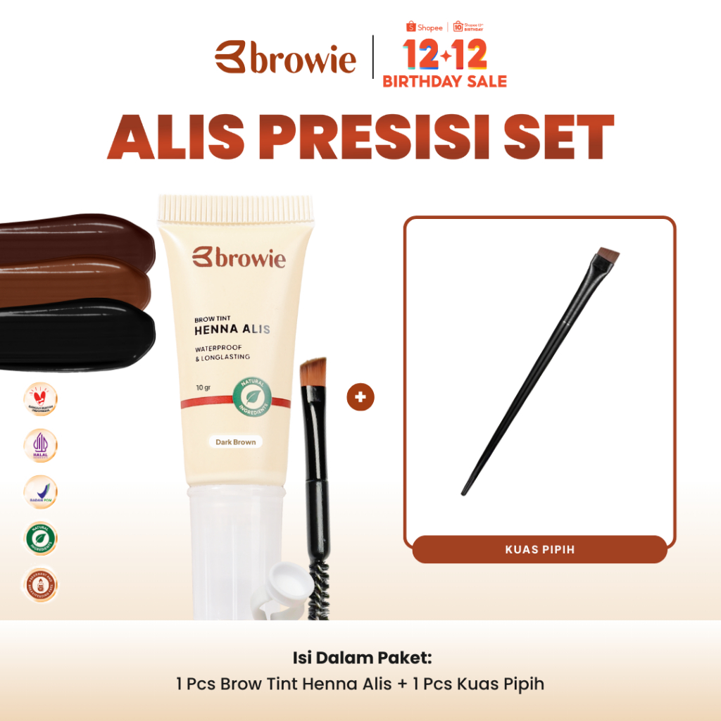 [Alis Presisi Set] browie BrowTint Henna Alis Multifungsi Eyeliner Brush Concealer Pipih| Waterproof