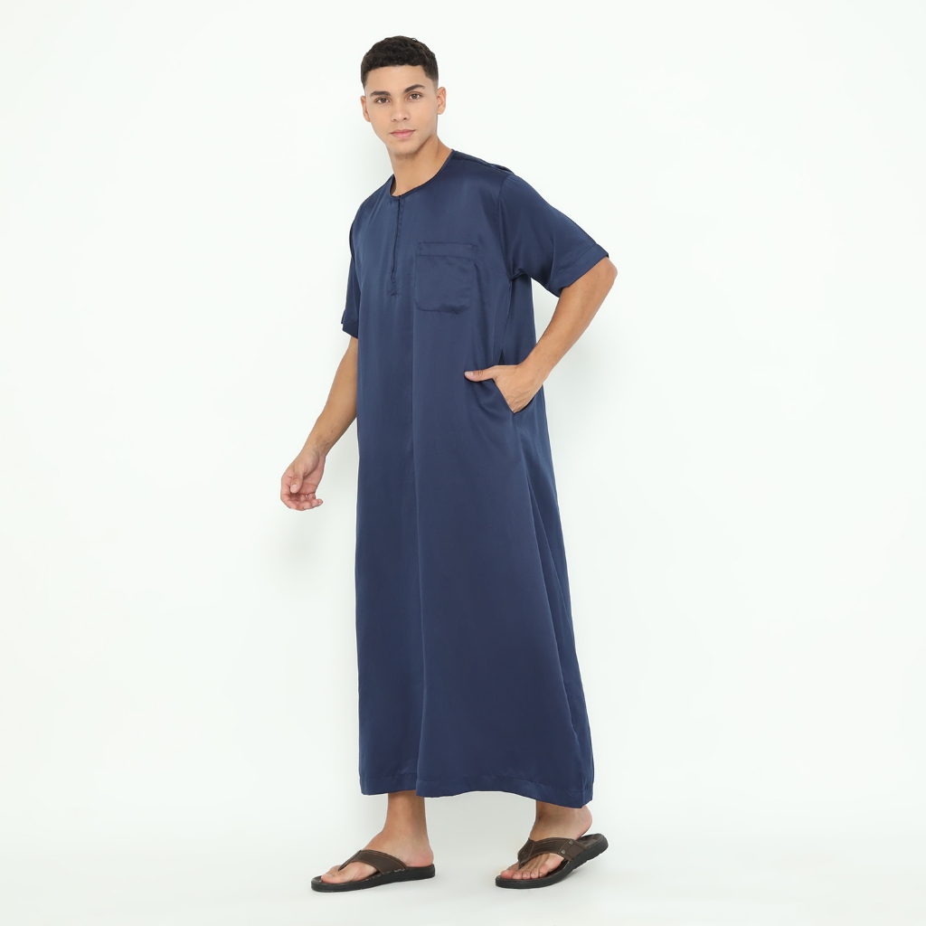 LATAHZAN GAMIS PRIA LENGAN PENDEK TURKI BIRU NAVY