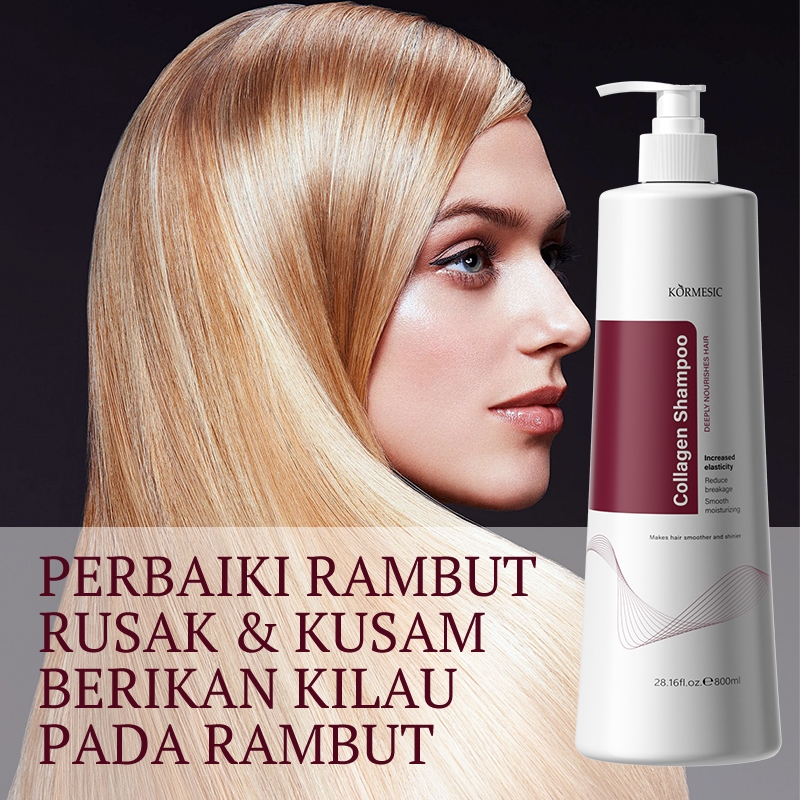 KORMESIC Collagen Smoothing Shampoo 800ml - Perawatan setelah smooting rambut membersihkan kotoran