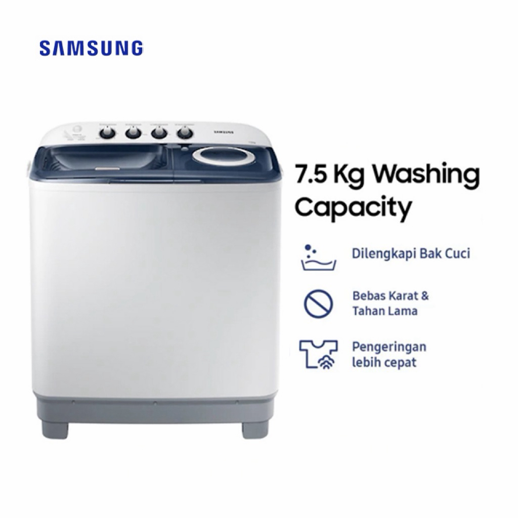 Mesin Cuci 2 Tabung Manual Dua Tabung 7,5 KG Samsung WT75H3210