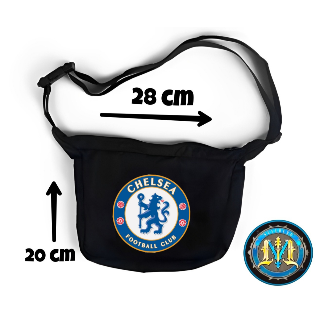 Tas Selempang Bahu Pria Football Chelsea Bahan Kanvas Waistbag Cowok Slingbag Pria Wanita Bola