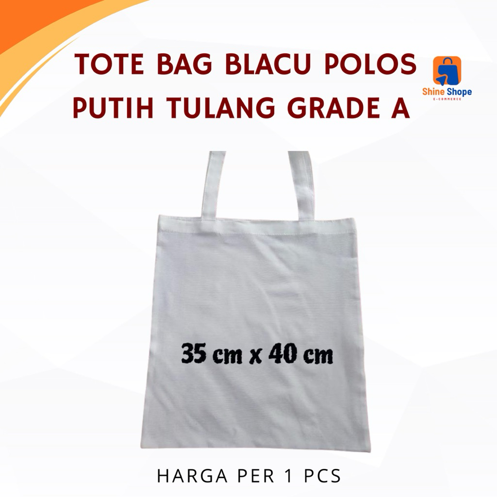 Tas Kanvas Blacu Polos 35x40CM bahan Grade A tote bag blacu ecoprint