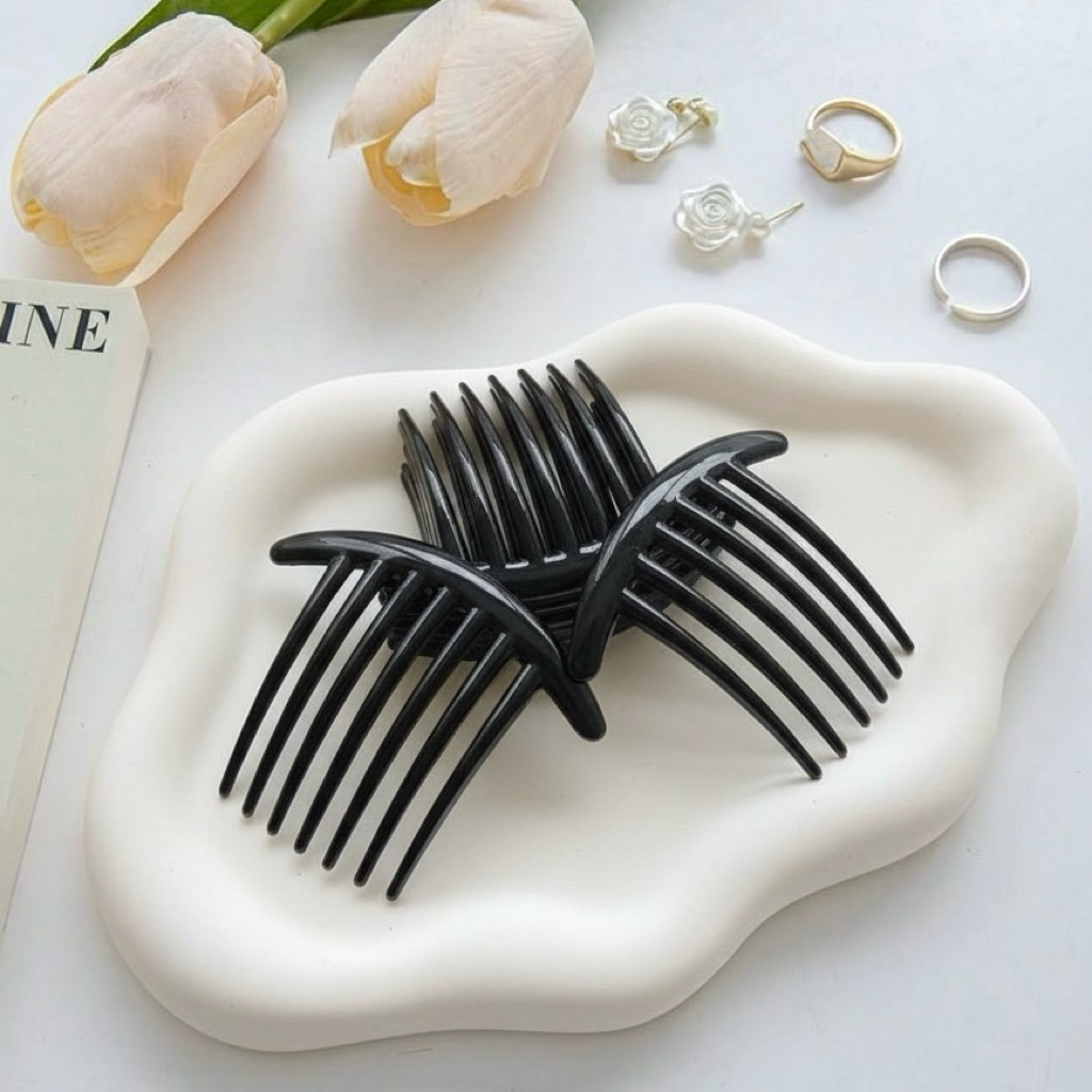 Sirkam Gigi 7 132 Sirkam rambut warna hitam polos aksesoris rambut