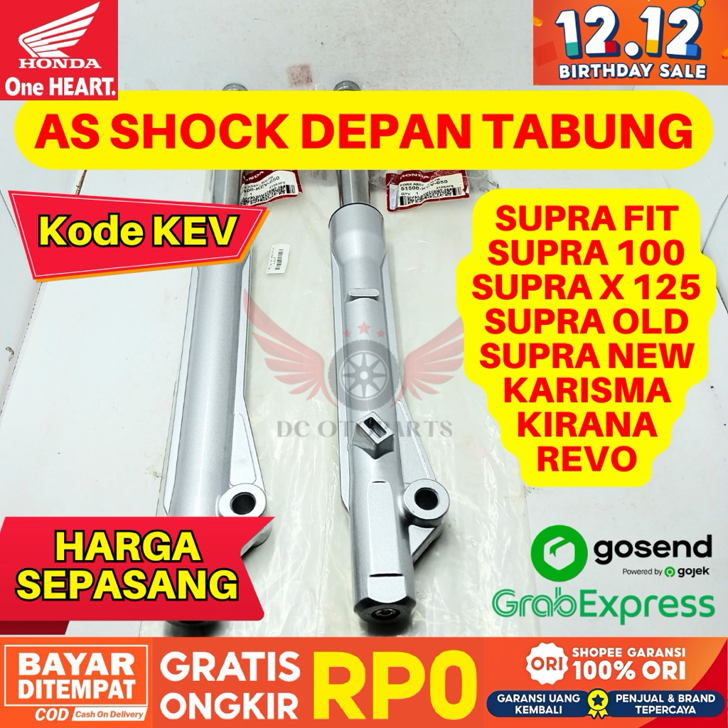 KEV AS SHOCK DEPAN TABUNG SEPASANG KIRI KANAN SUPRA 100 ORIGINAL AHM HONDA, AS SHOCK DEPAN TABUNG SU