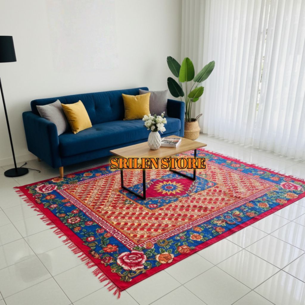 Ambal karpet permadani jumbo bulu empuk motif batik