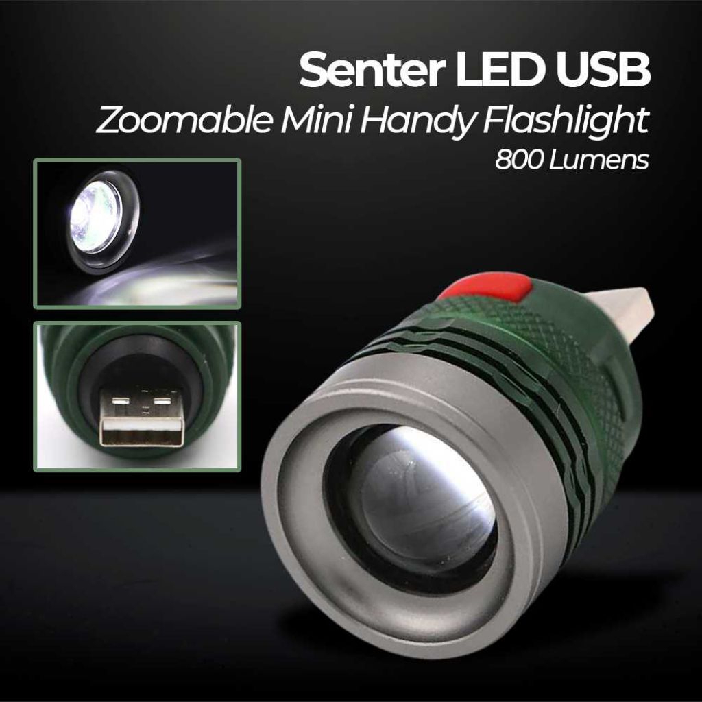 Senter LED USB zoomable mini handy Flashlight 800 lumens / Senter serbaguna