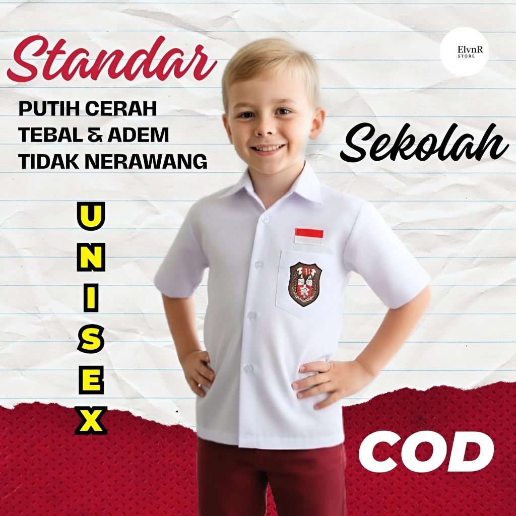 Seragam SD Putih Lengan Pendek – Kemeja Sekolah Anak