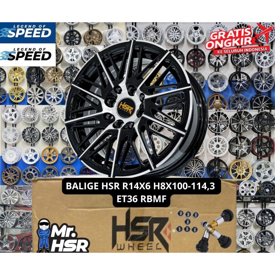 velg variasi mobil agya,ayla,sigra,wuling listrik,xenia,avanza dll hsr balige r14 h4x100-114,3 et36