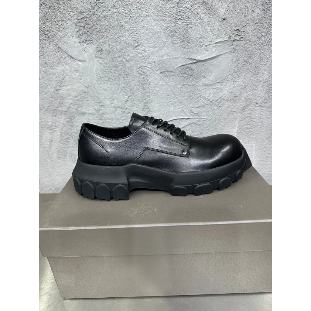 Rick Owens RO Bozo Tractor Laced Up Derby Black Calfskin Authentic GK