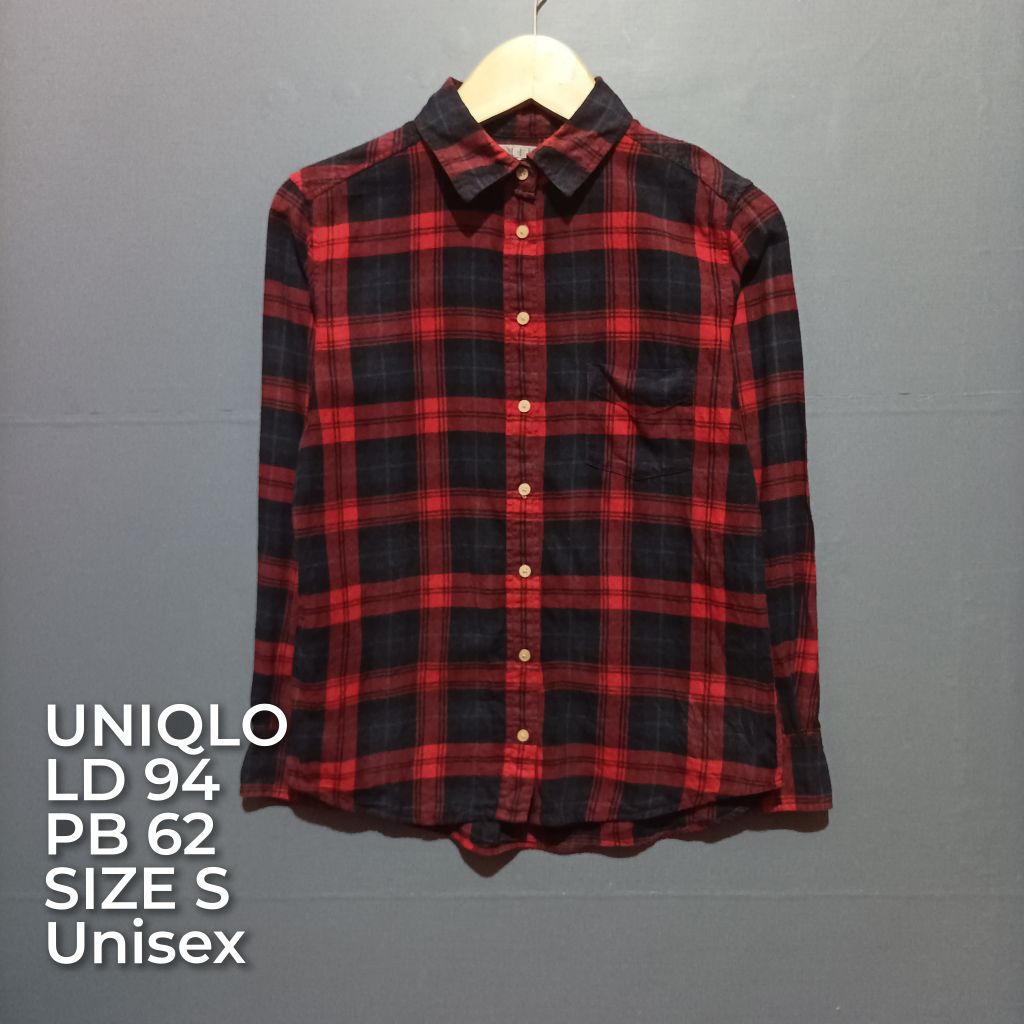 kemeja flanel lengan panjang wanita dewasa brand UNIQLO| kemeja bekas pakai second PL