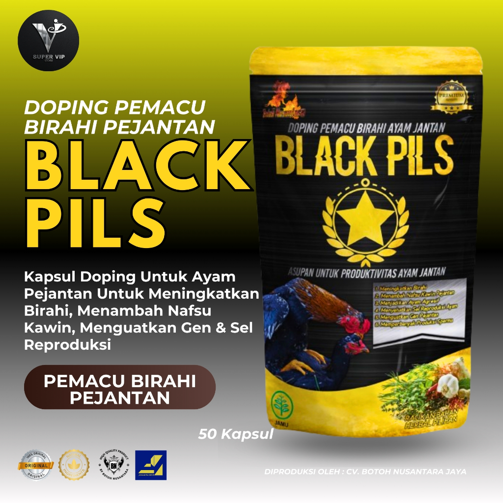 Doping Ayam Jantan Pemacu Birahi, Nafsu Kawin, Gen Sempurna & Produktifitas Maksimal - BLACK PILS