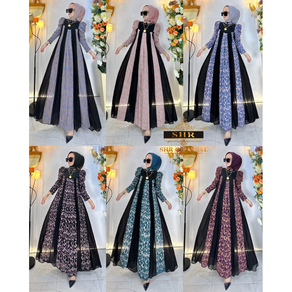SHR READY NEW MAXI DRESS PRINCES PECAH KATUN BORDIR MIX CERUTY PREMIUM SHR 100%