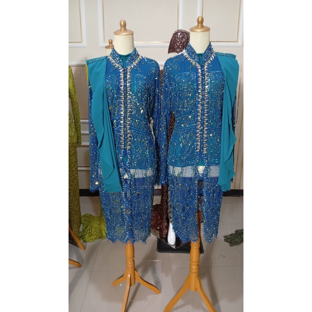 set kebaya ibu besan emerald blue