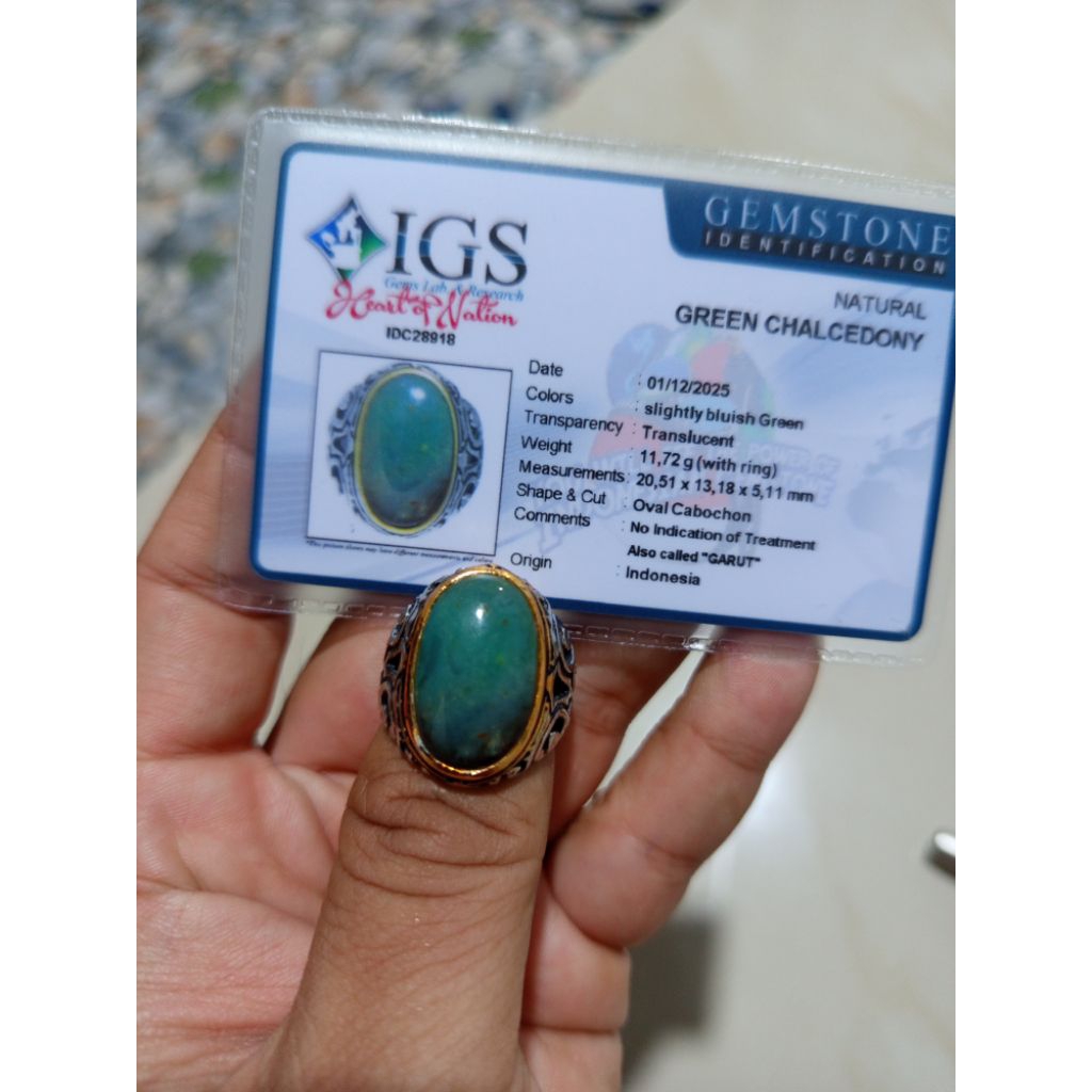 Cincin batu akik ijo Garut odim lawasan memo IGS