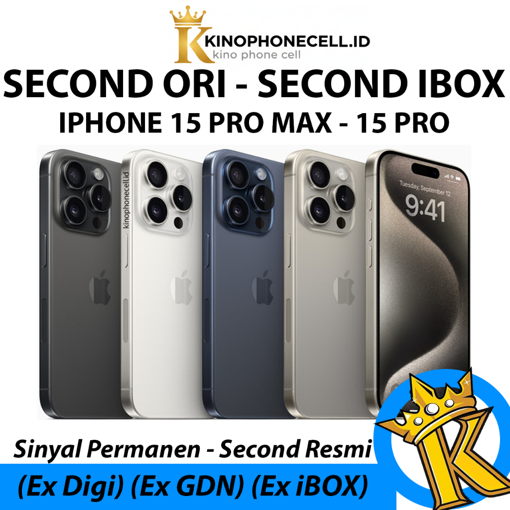 IPHONE 15 PRO MAX & 15 PRO (iBox) Second 128GB 256 512GB Sinyal Permanen kino phone cell