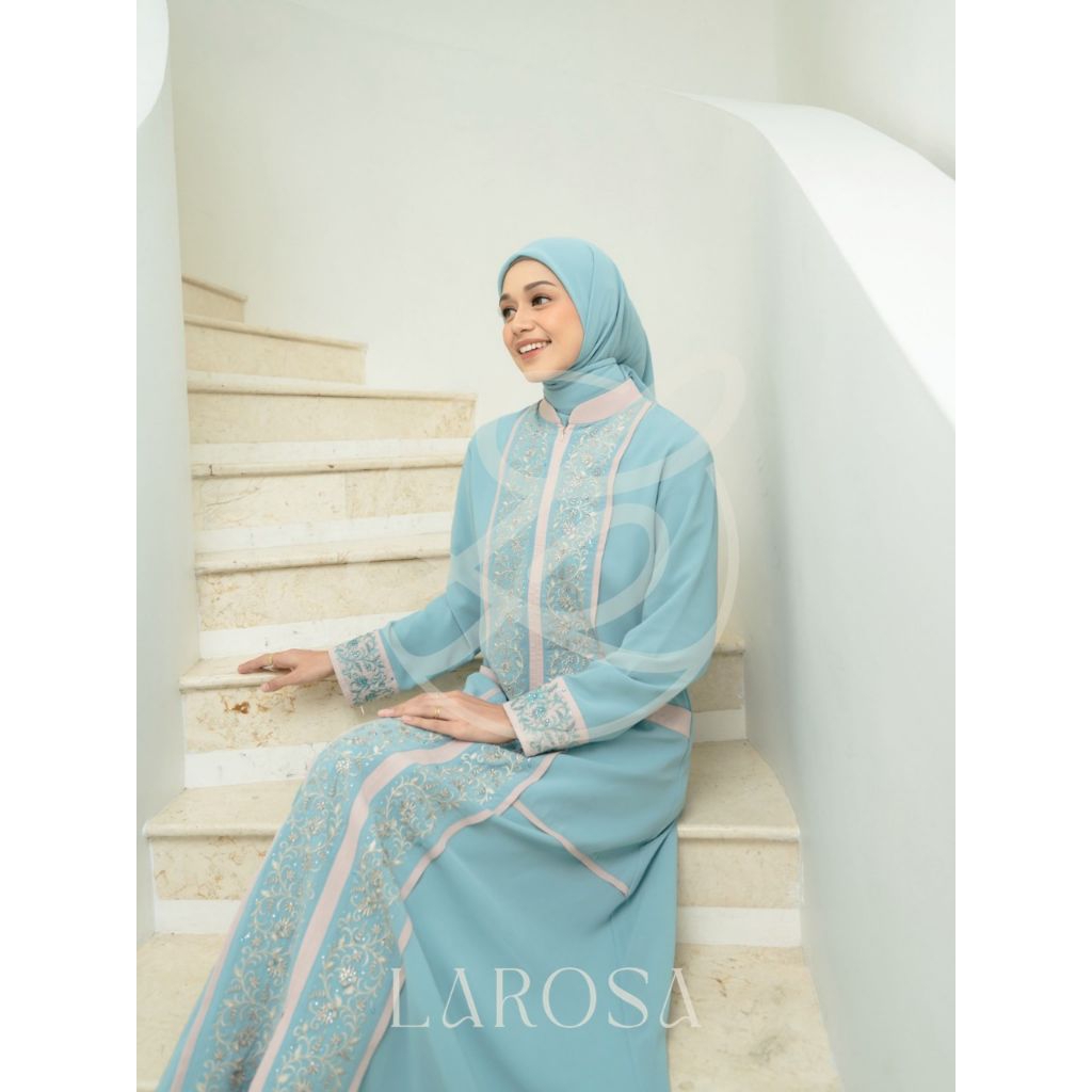 SET GAMIS LAROSA BORDIR ORIGINAL P12.118  /  GAMIS ABAYA LAROSA BORDIR SET HIJAB /  DRESS LAROSA BUS