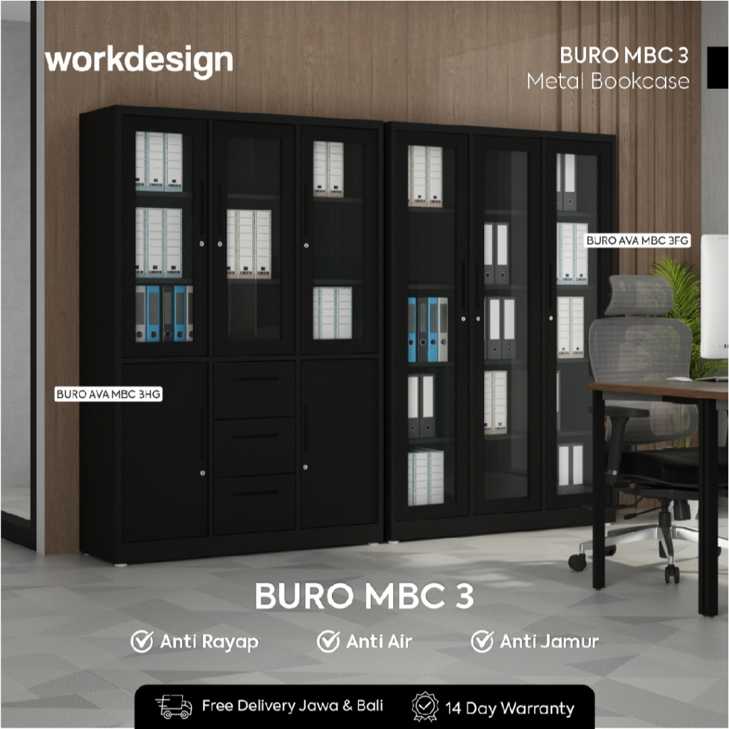 Workdesign Buro AVA MBC 3 Rak Buku Besi / Lemari Arsip Kantor