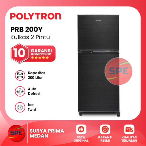 KULKAS 2 PINTU POLYTRON KAPASITAS 200 LITER PRB 200Y / PRB200Y GARANSI RESMI (MEDAN)