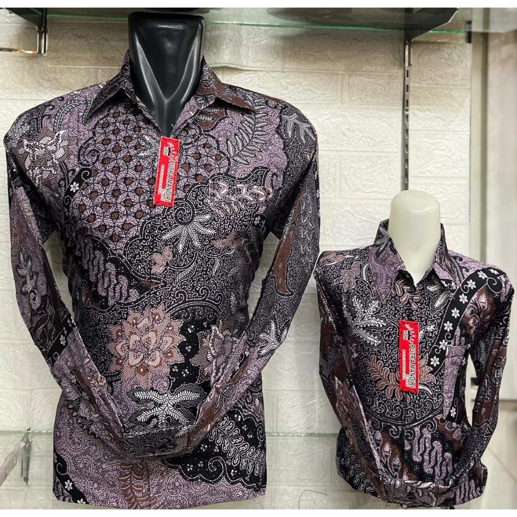 Grosir Batik Jakarta,Batik Pria lengan panjang  Katun Premium Modern Warna Ungu Kombinasi