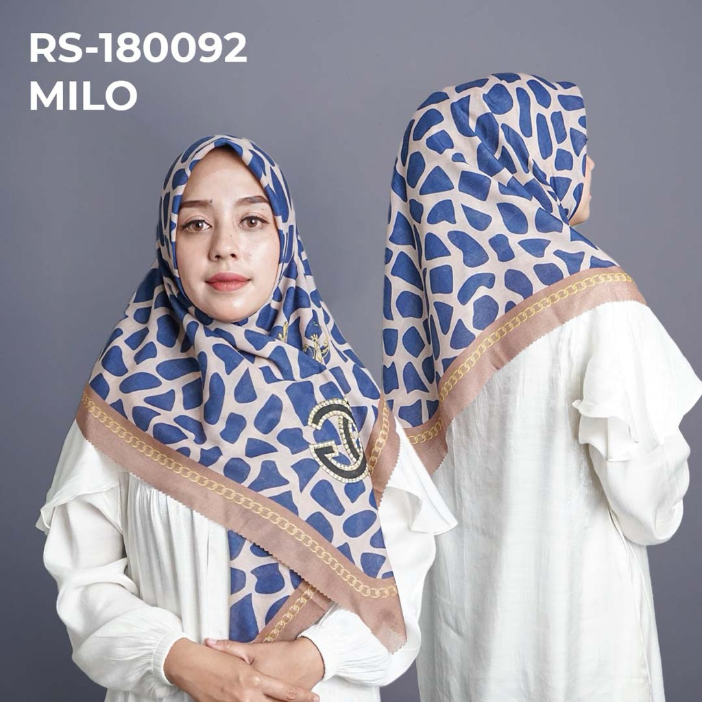 RS-180092 MILO Hijab Jilbab Dennay Scarves Voal Motif Segi Empat Basic Laser Cut