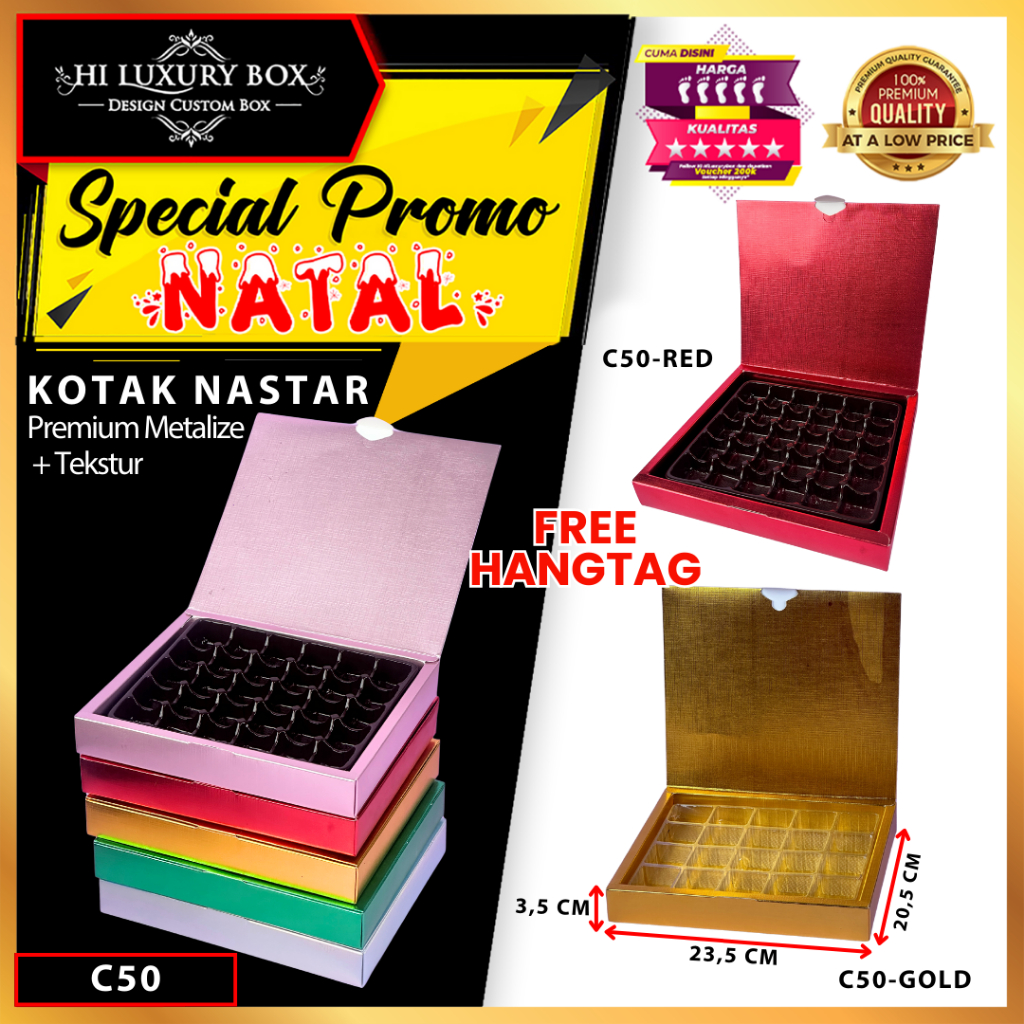 Box Coklat / Kotak Kue Nastar Mika/ Box Kado Hampers / BoxHologram Souvenir/ C50