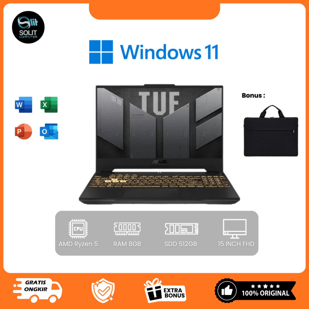 ASUS TUF Gaming Ryzen 5 | SSD 512 | RAM 8GB | GTX 1050 | 15 FHD | Laptop Gaming