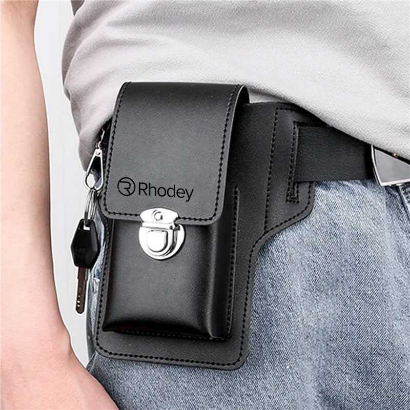 Tas Kulit Pinggang Sabuk Smartphone Holster PU Leather touring travelling pria waterproof ringkas