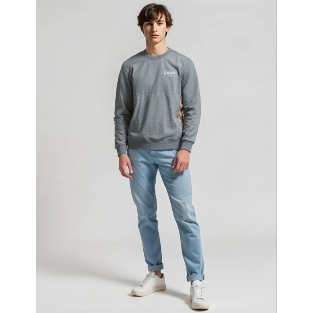 Sweater Pria Unisex Motif Fashion List Kotak