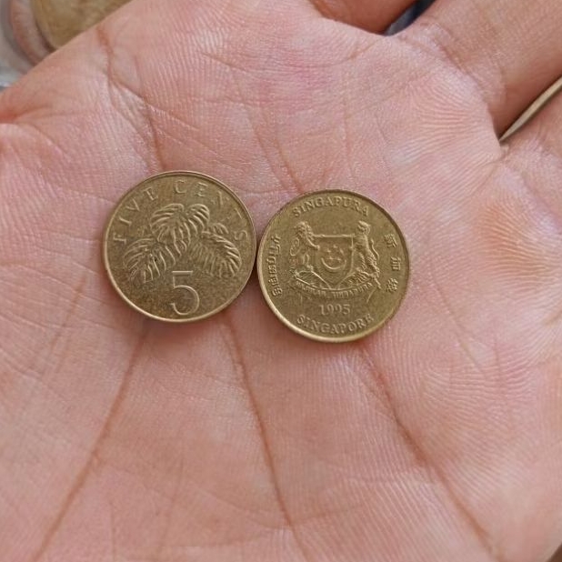 KOIN KUNO ANTIK FIVE CENT SINGAPURA TAHUN 1995
