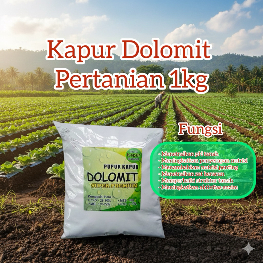 Kapur Dolomit Pertanian 1kg. Kapur Dolomit Menyuburkan Tanah