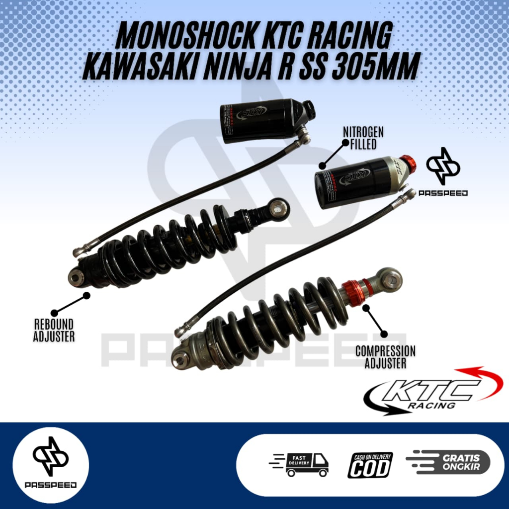 MONOSHOCK SHOCK BELAKANG KAWASAKI NINJA 150 R SS KIS TABUNG PISAH KTC RACING ORIGINAL / SHOCKBREAKER