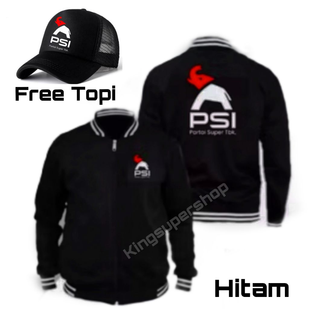 Varsity hitam logo psi TBK pria free topi varsity hitam terbaru