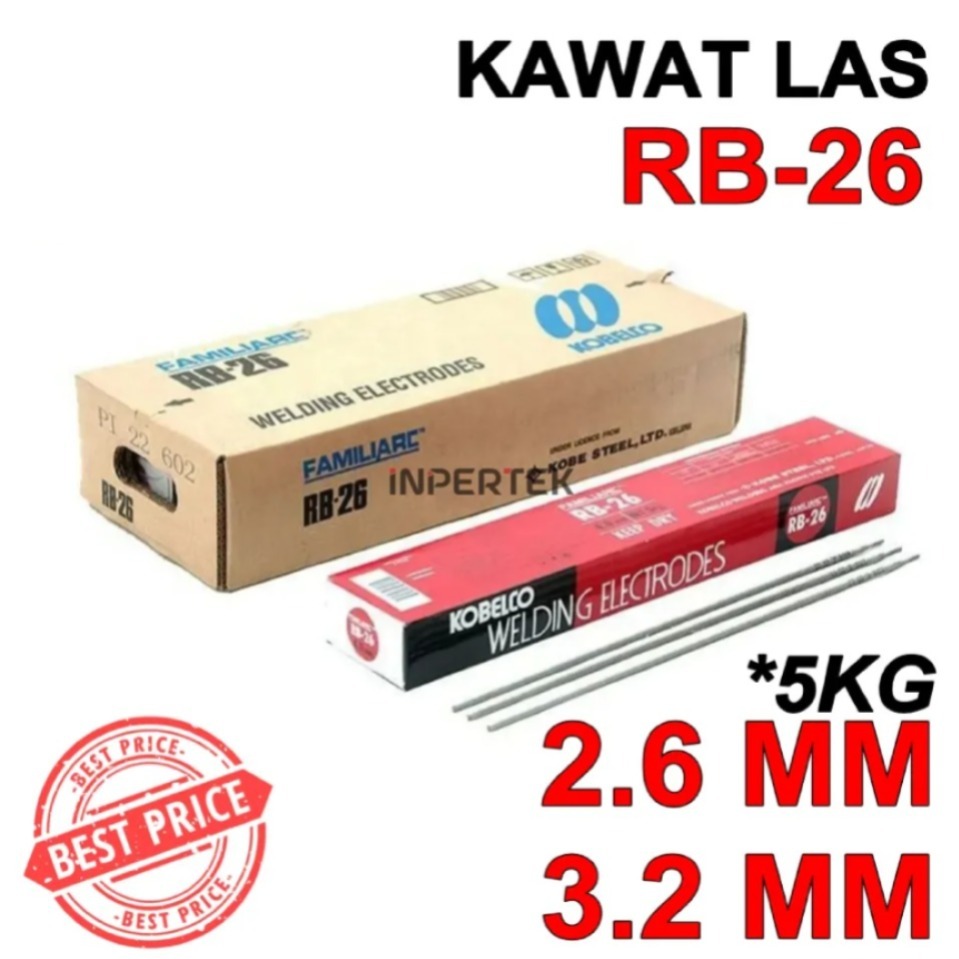 Kawat Las RB 26 KOBE STEEL 2.6 mm / 3.2 mm (5 KG) KAWAT LAS RB26