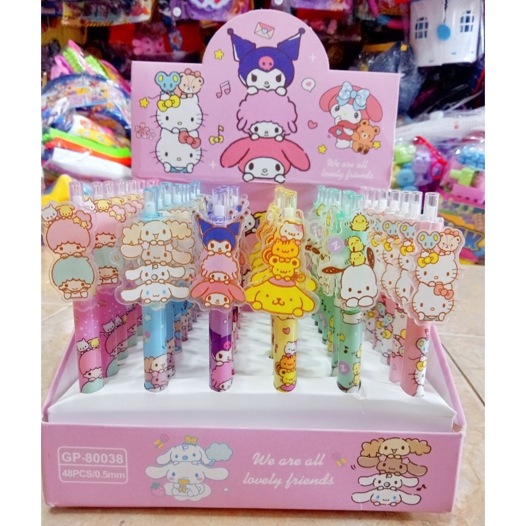 (DAPAT 2) BULPEN KARAKTER KUROMI SANRIO MELODI BULPEN MEKANIK BULPEN CETEKAN HELLO KITTY CINAMONROL