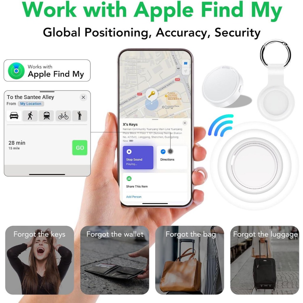 MiLi MiTag gps kecil Mini Anti Lost, Smart Tag Pencari Kunci Motor & Barang Hilang untuk iOS, Prakti