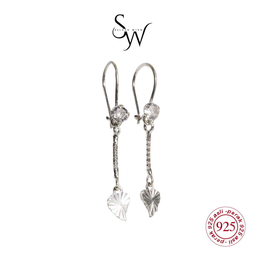 Silver Wish Earrings Sterling Silver 925 - Anting Wanita Perak S925 Z73 Gantung Panjang