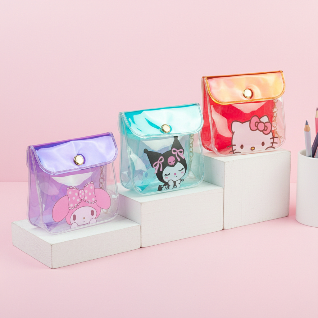 Dompet Tas Mika / Tas Kecil Anak / Dompet Anak Mika / Tas Motif Lucu / Dompet Mini PVC / Tas Transpa