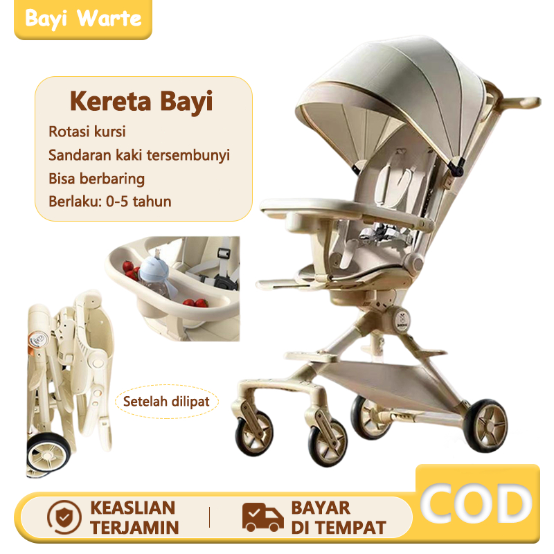 Kereta Dorong Bayi Sandaran Kaki Tersembunyi Kursi Reversibel Kereta Dorong Bayi Lipat