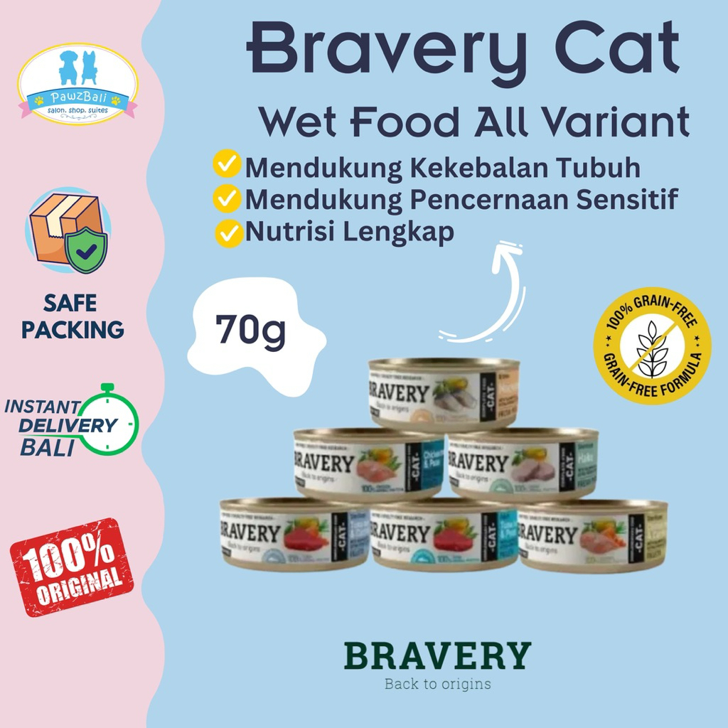 Bravery Wet Food Adult Cat Chicken Breast & Peas, Tuna Loin & Peas, Tuna Loin & Carrot, Sterilized H