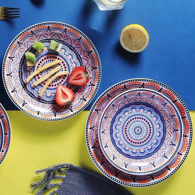 Piring Keramik Mangkok Keramik Motif Batik 18cm