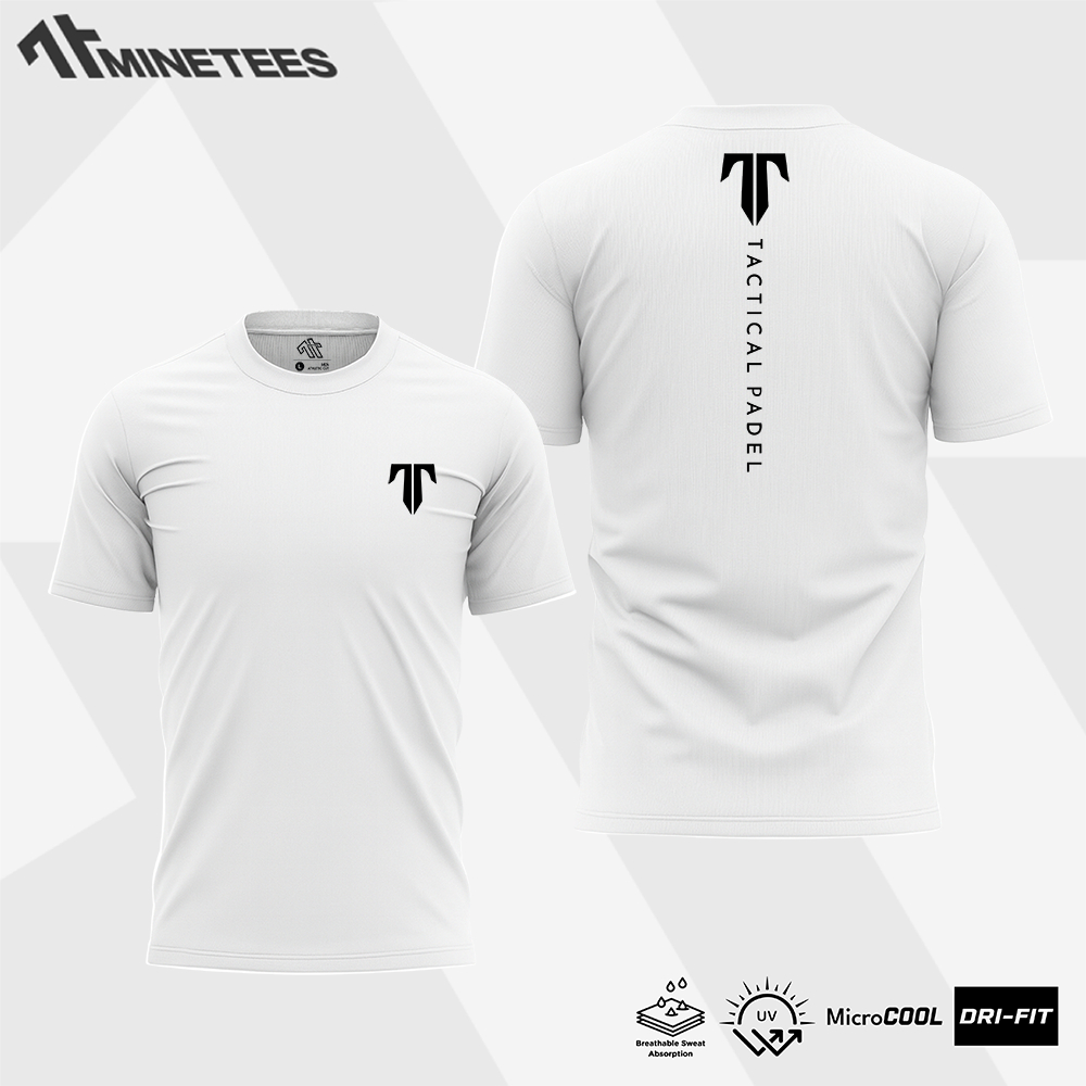 Baju Kaos Jersey untuk Olahraga Tennis padel Tactical Putih Bahan DryFit