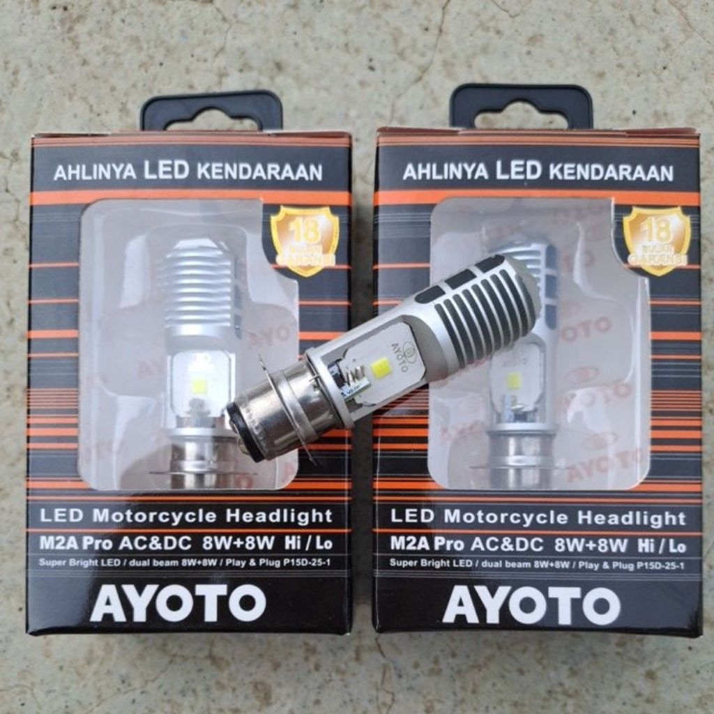 Grosir 10 pcs - Lampu LED Motor AYOTO M2A Pro Socket H6 AC DC (M2A PRO) Original Garansi motor matic