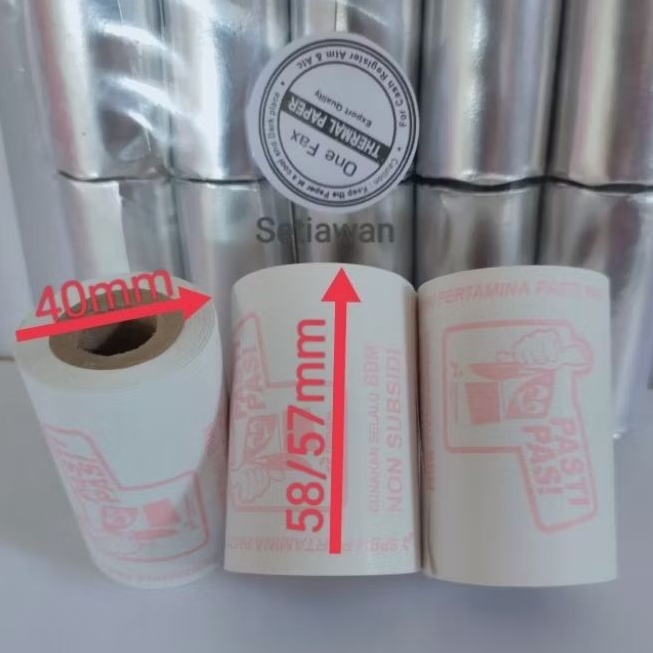 Thermal Bon SPBU Pertamina pastipas ukuran 58x40mm untuk printer bluetooth atau portabel logo di lua