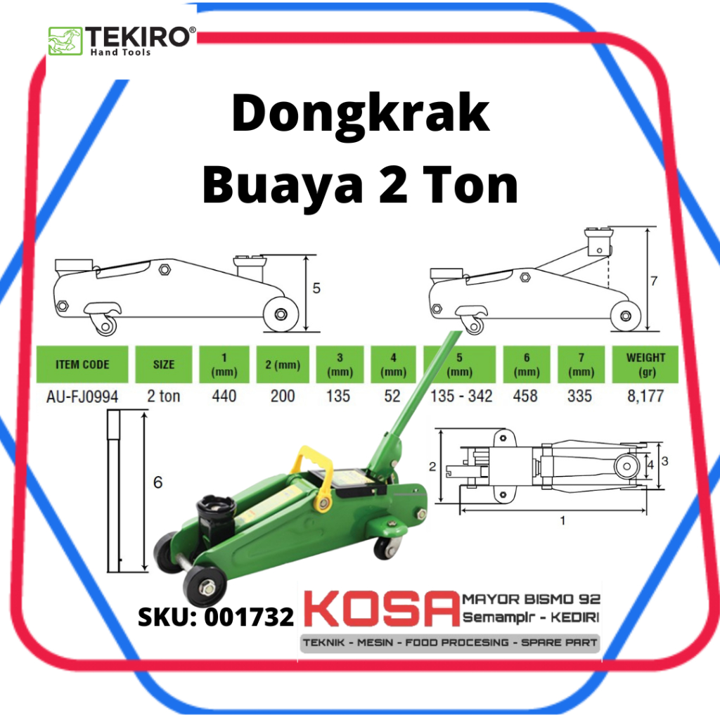 TEKIRO Dongkrak Buaya 2Ton Tekiro Dongkrak mobil 2 ton TEKIRO Dongkrak buaya 2T TEKIRO