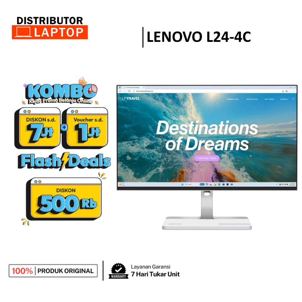 NEW LENOVO MONITOR L24 L24-4C L24-4E L24I-4A - GARANSI RESMI