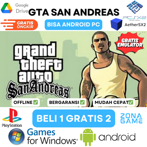 GAME PS2 GTA Sanandreas + Save Tamat Bisa di Android / PC | BELI 1 GRATIS 2+Bonus Emulator