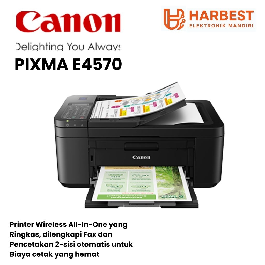 Printer Canon PIXMA E4570 Inkjet Wifi ADF Fax All In One Garansi Resmi
